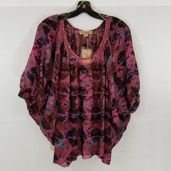 Nine West Vintage America Maroon BatWing Top Small - Picture 1 of 6